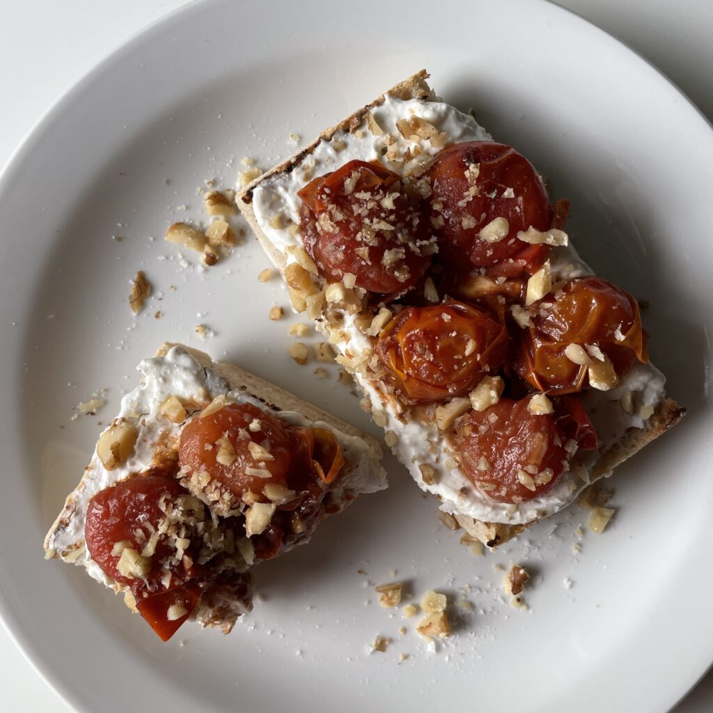 Whipped Feta and Balsamic Tomatoes on Toast, For One 
