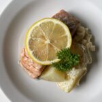 Salmon with Creamy Potatoes and Leek