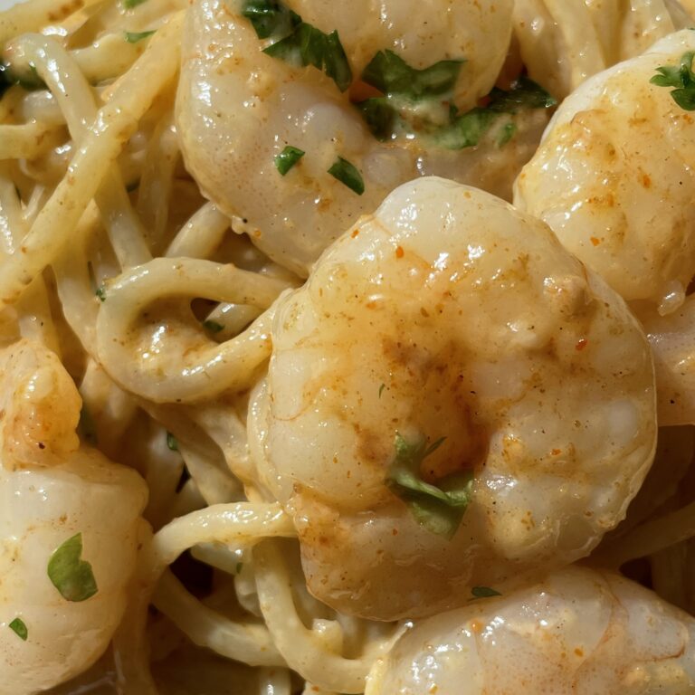 20 min Creamy Garlic Shrimp Pasta