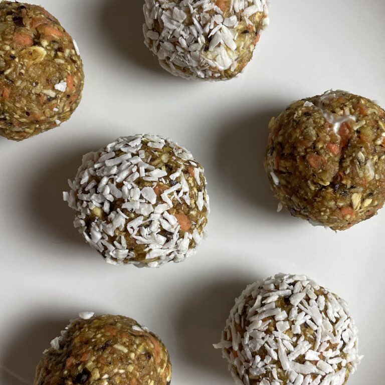 Healthy Carrot Cake Balls Filled with Cream Cheese